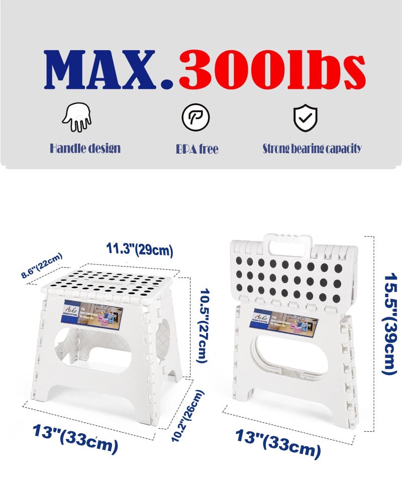 ACKO 2PACK Folding Step Stool - 11" Height Premium Heavy Duty Foldable Stool for Kids and Adults, Plastic Stepping Stool for Kitchen Bathroom, White - Image 4